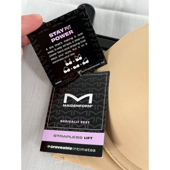NEW Maidenform Womens 36C Pushup Plus Shaping Strapless Bra with 5-Way Straps - Picture 4 of 9